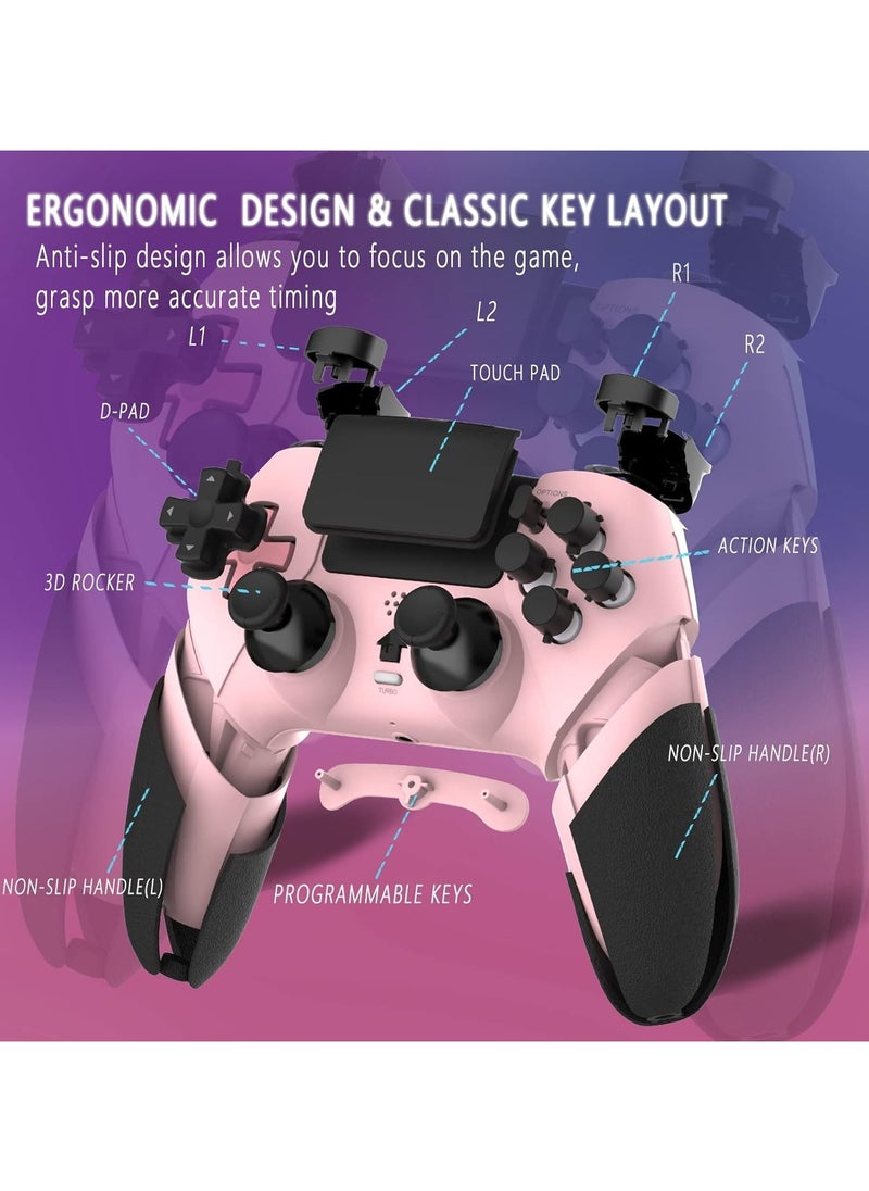 Anmi - Wireless Pro Controller for PS4 Controller, Game Controller Compatible with Playstation 4/Slim/Pro/PC,Built-in 800mAh Rechargeable Battery/Responsive Joystick and Buttons/Audio/Turbo (Pink & Black) - Image 1