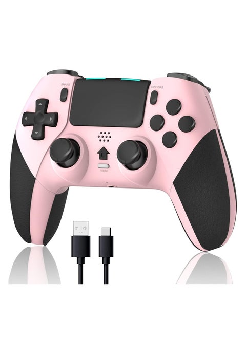 Wireless Pro Controller for PS4 Controller, Game Controller Compatible with Playstation 4/Slim/Pro/PC,Built-in 800mAh Rechargeable Battery/Responsive Joystick and Buttons/Audio/Turbo (Pink & Black)