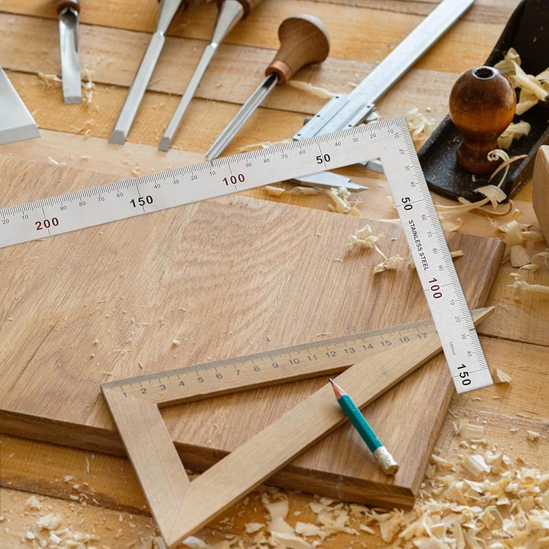 Cabilock 2 Pcs Stainless Steel Ruler Metal Carpenter Square for Woodworking Engineering - Image 5