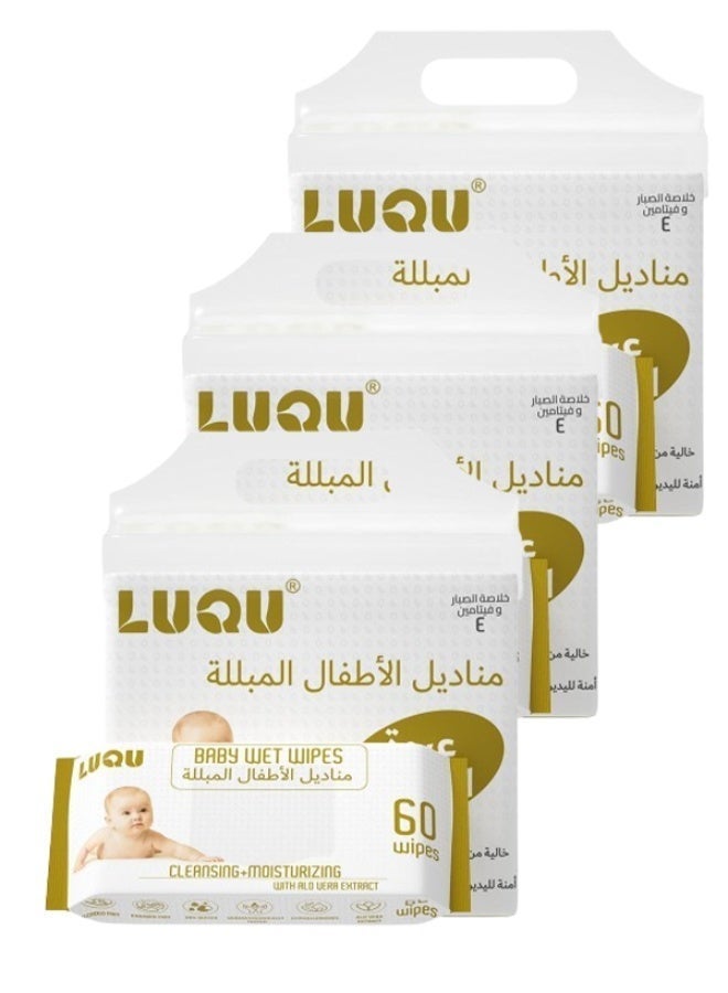 LuQu Original Plastic Free Baby Wipes With Aloe Vera Extracts, 720 Wet Wipes, 99.9% Water Based And Unscented For Sensitive Skin Pack of 12 - Image 1