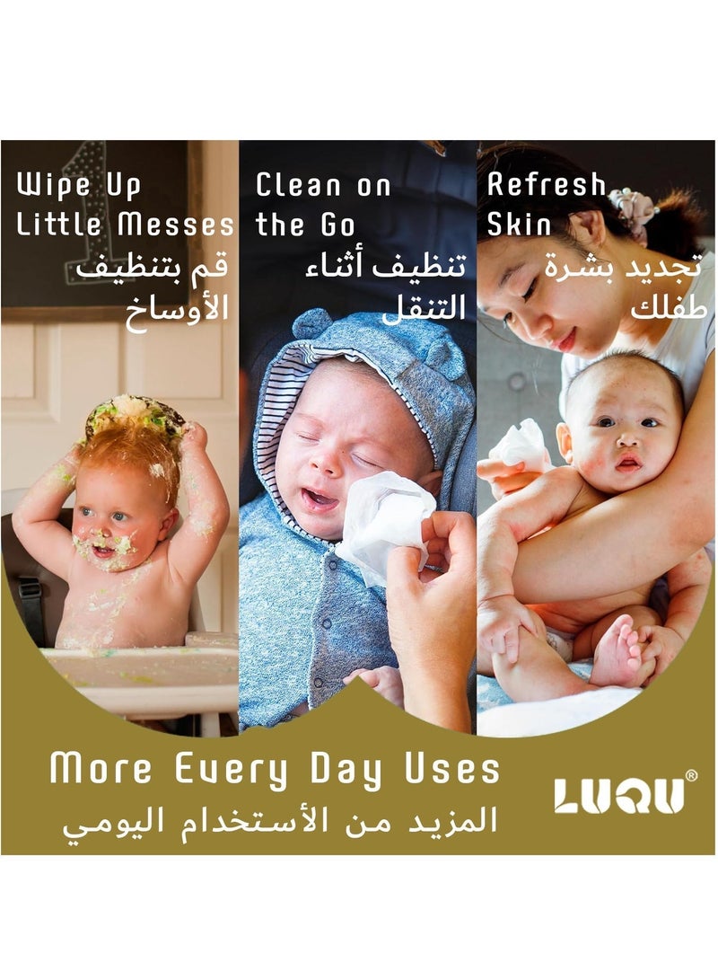 LuQu Original Plastic Free Baby Wipes With Aloe Vera Extracts, 720 Wet Wipes, 99.9% Water Based And Unscented For Sensitive Skin Pack of 12 - Image 5