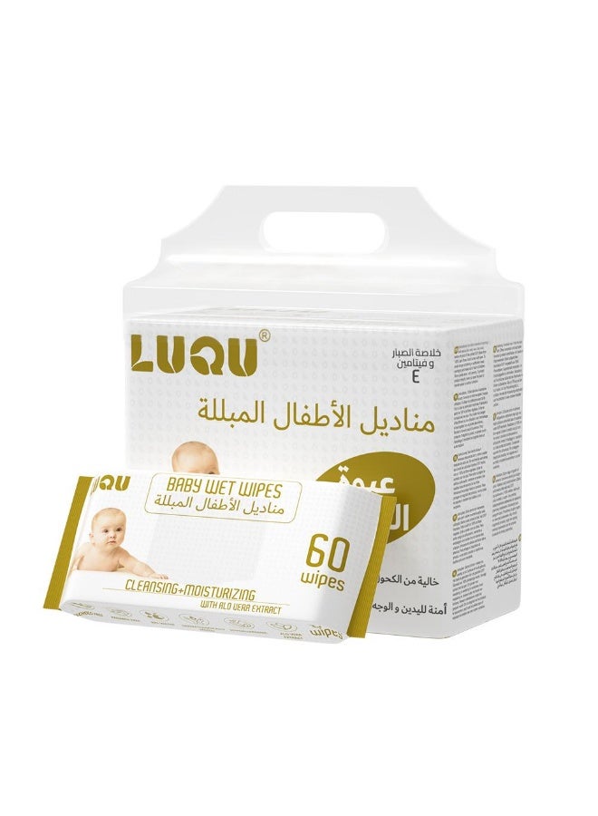 LuQu Original Plastic Free Baby Wipes With Aloe Vera Extracts, 720 Wet Wipes, 99.9% Water Based And Unscented For Sensitive Skin Pack of 12 - Image 2