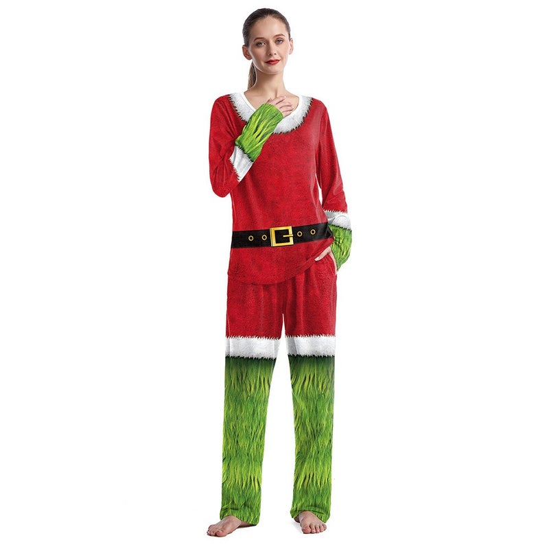 Cross-Border Source Factory Christmas Pajamas Printed Homewear Set Long Sleeve Couple Outfit Customizable Dropshipping