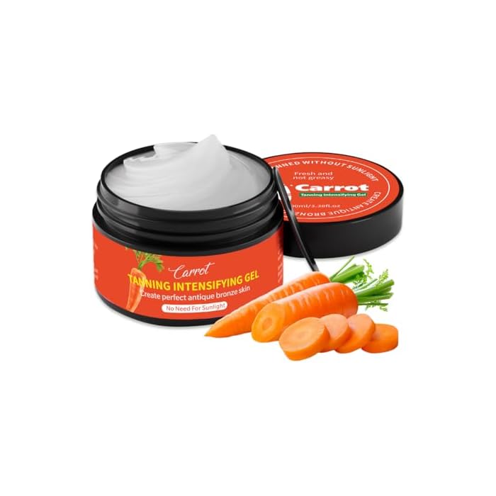 Intensive Tanning Gel,Carrot Sunless Tanning Gel,Fast Deep Bronzer & Long-Lasting Glow,Indoor/Outdoor Use-3.38 Floz