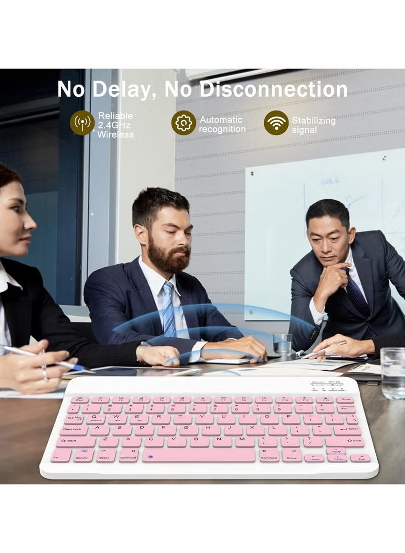 ELTRAZONE Wireless Bluetooth Keyboard & Mouse Combo, Ultra-Slim Rechargeable Silent Typing Set, Portable Keyboard & Mouse for Android, Windows, Tablets & Phones Pink - Image 3