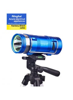 Generic Authentic F4 Blue White Fishing Light Night Fishing Light 10W Dual Light Source Charging Long-range Strong Light Lamp Endurance 18 Hours-Color:Lamp + Charger  - Image 1