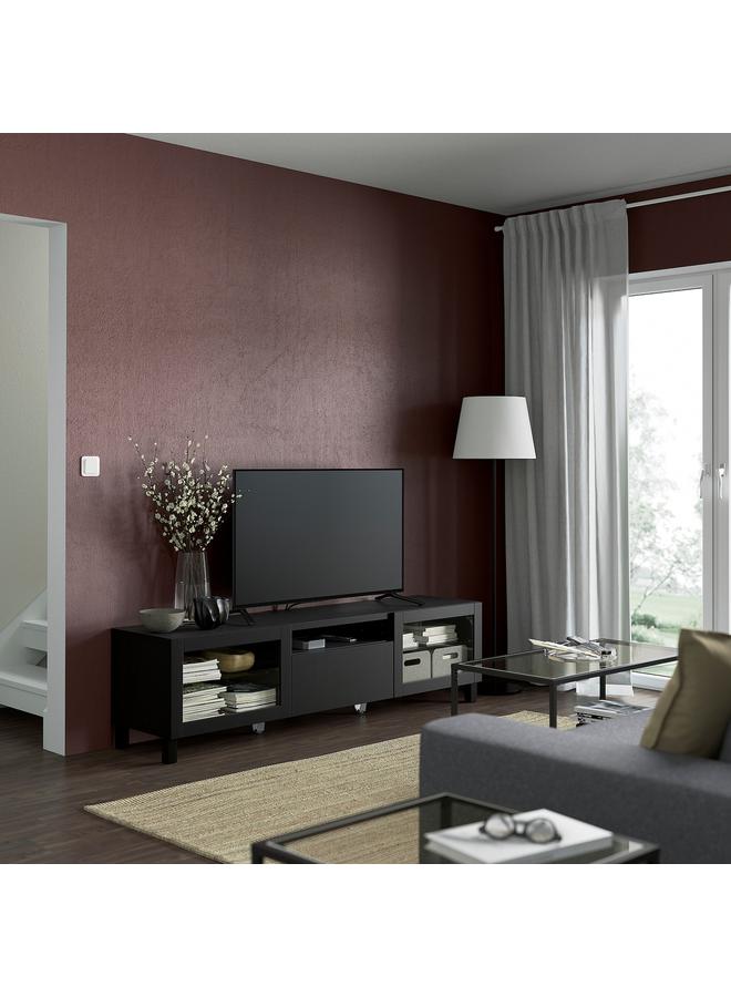 زبون باب زجاجي، أسود-بني/زجاج شفاف، 60×38 سم - Image 3