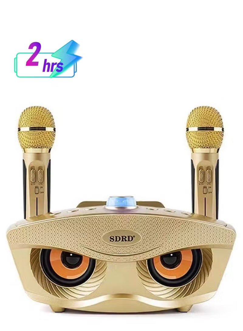 SDRD Wireless Bluetooth Speaker With 2-Piece Mic Gold - Image 1