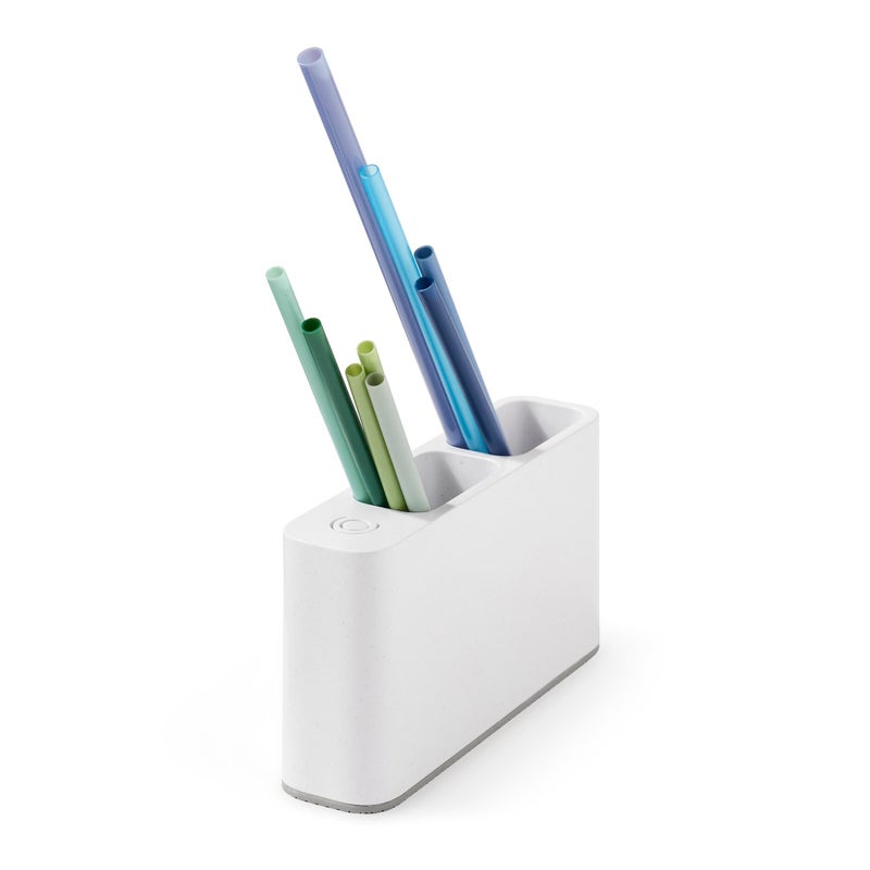YouCopia SipStation Straw Holder, Reusable Straw Organizer for Kitchen Storage, Speckled White - Image 1