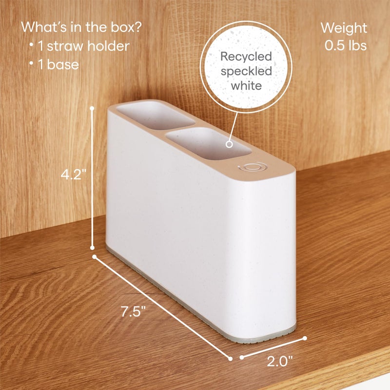 YouCopia SipStation Straw Holder, Reusable Straw Organizer for Kitchen Storage, Speckled White - Image 3