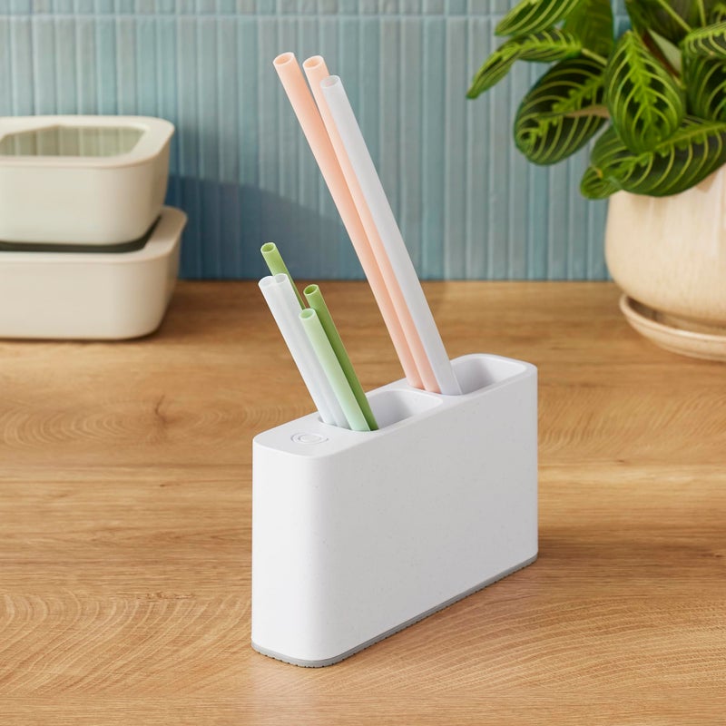 YouCopia SipStation Straw Holder, Reusable Straw Organizer for Kitchen Storage, Speckled White - Image 5