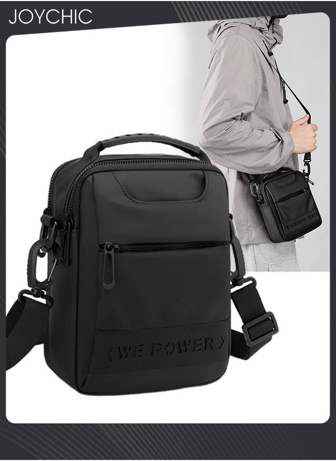 Joychic - New Simple Men's Small Bag Trendy Waterproof Crossbody Bag for Travel Hiking with Detachable Strap Black - Image 1