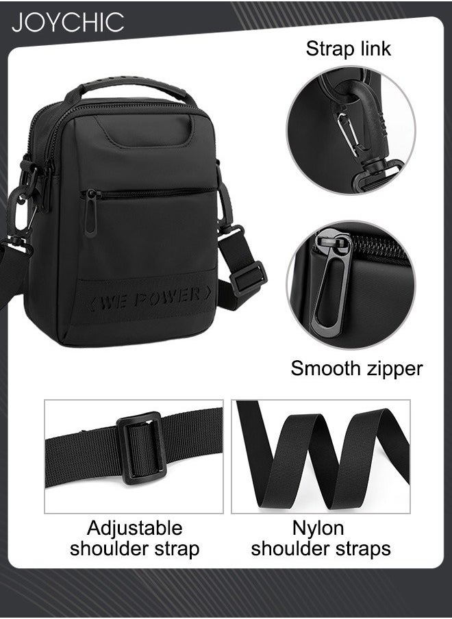 Joychic - New Simple Men's Small Bag Trendy Waterproof Crossbody Bag for Travel Hiking with Detachable Strap Black - Image 1