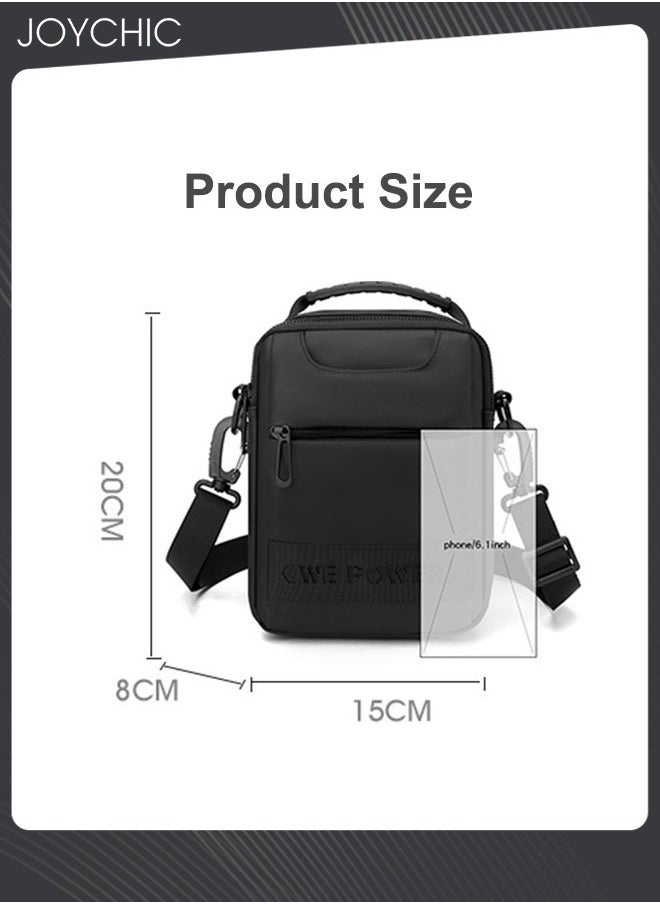 Joychic - New Simple Men's Small Bag Trendy Waterproof Crossbody Bag for Travel Hiking with Detachable Strap Black - Image 1