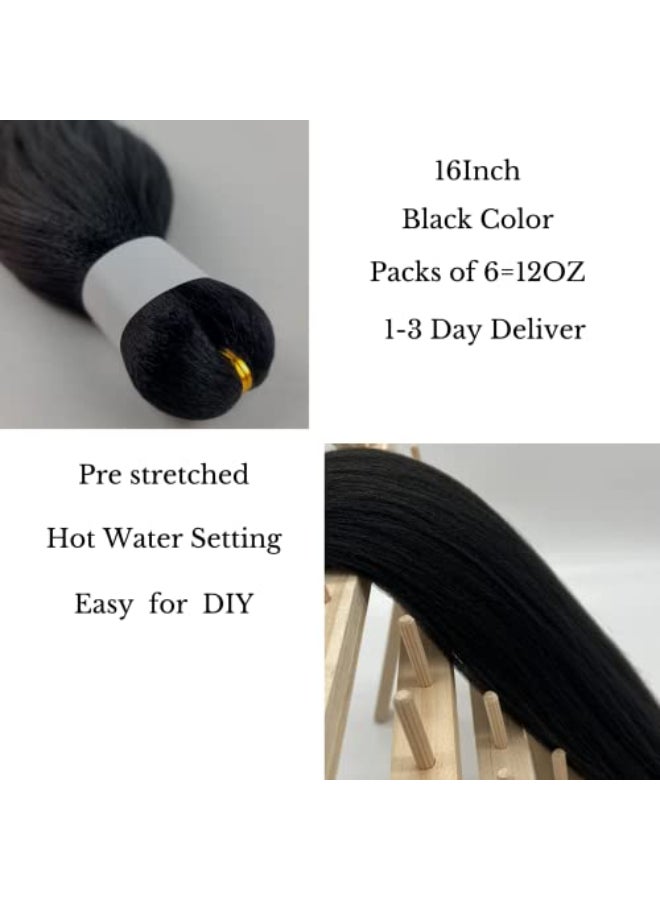 Leticia Kids Pre stretched Braiding Hair 16inch Black Yaki Braiding Hair for Kids Knotless Braids - Image 3