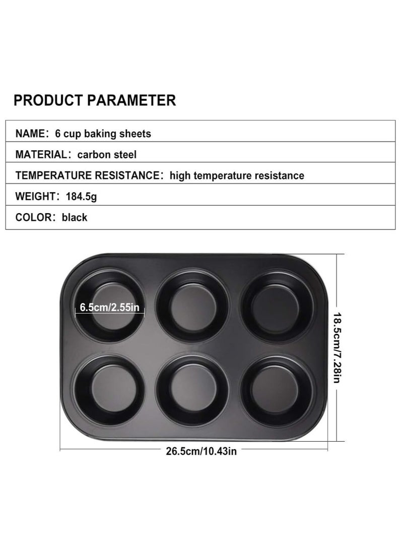 HOME ZONE 2 PCS 6 Cups Cupcake Tray + Loaf Pans Non-stick Brownie Cake Pan Carbon Steel Bakeware for Oven Baking Muffin Tray Tool Mould - Image 4