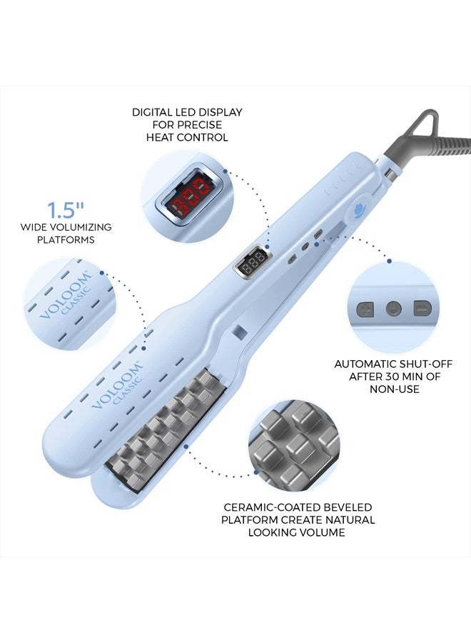 VOLOOM فولوم كلاسيك 1-½ بوصة مكواة شعر سيراميكية احترافية لتكثيف الشعر | للشعر الأكثر كثافة أو حجم شعر يدوم لفترة أطول | درجة حرارة قابلة للتعديل | إيقاف تشغيل تلقائي - Image 2