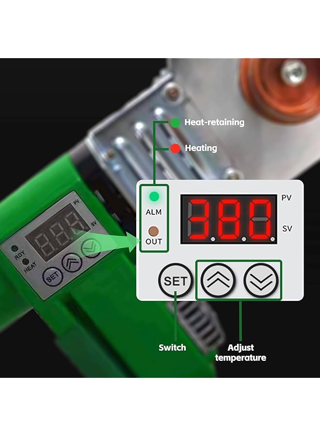 erorex Plastic Water Pipe Welding Device Pipe Welding Machine 0 400℃ Adjustable Digital Socket Fusion Welder Ppr Pipe Fusion Welder With Double Heat Dissipation For Pe Ppr Pb Hdpe 20 63 Mm Pipes Green - Image 4