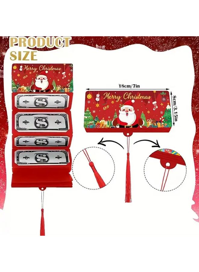 Blue Christmas Cash Bag And Gift Card Holder Set With Santa Claus Snow Tree Design - Image 3