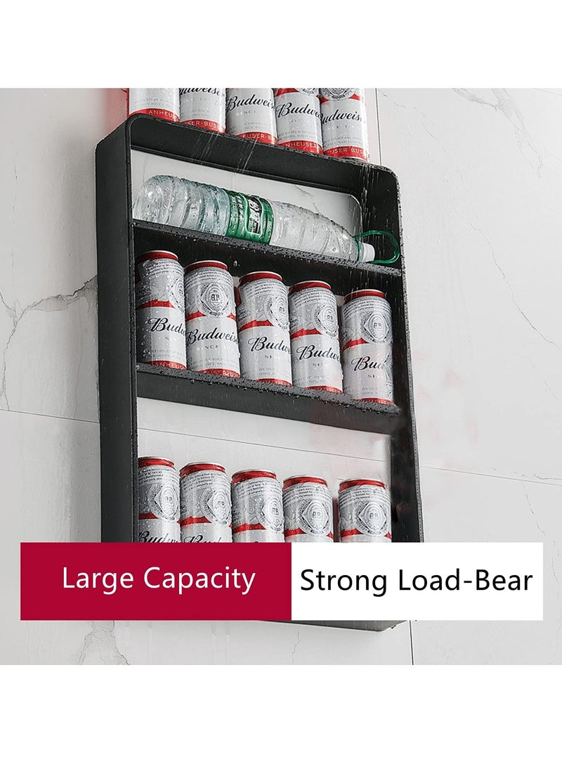 3 Tier Bathroom Shelf Wall Mounted Self Adhesive Shower Shelves Stainless Steel Wall Hanger Storage Rack Bathroom Organizer Shelf Over The Toilet Utility Shelves for Living Room Kitchen (Black)  - Image 4