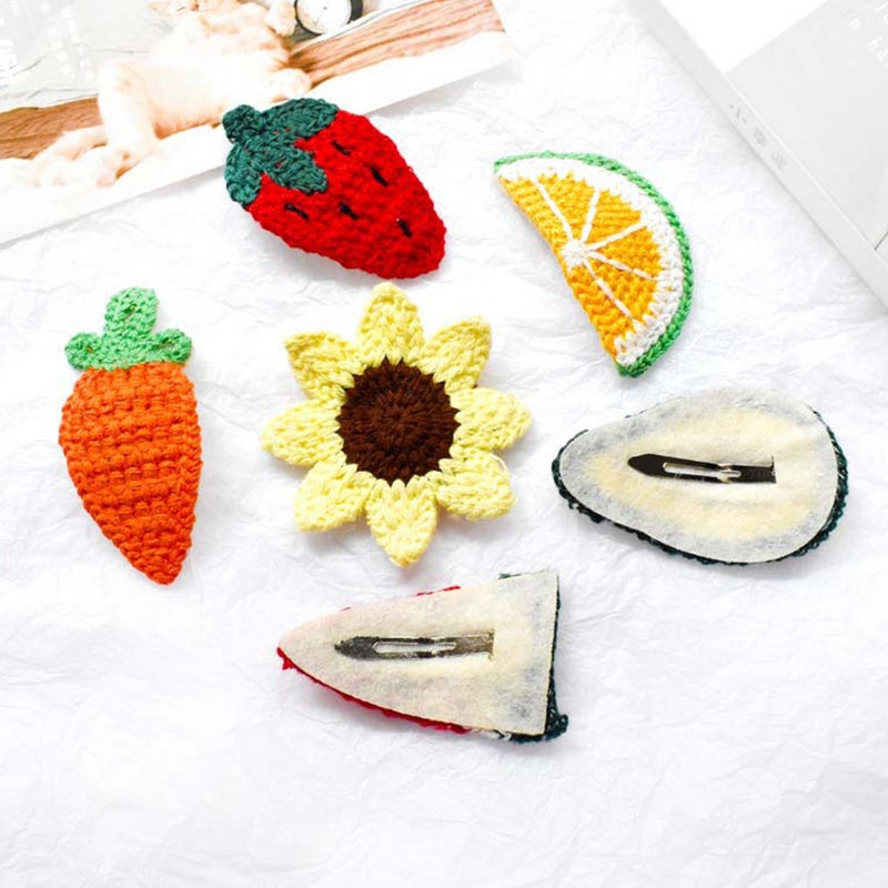 12 pcs Fruit Design Hair Clip Hair Bobby Pin Barrettes Styling Girl Headdress Accessories (Strawberry + Carrot + Watermelon + Grapefruit + Avocado + Sunflower) - Image 4