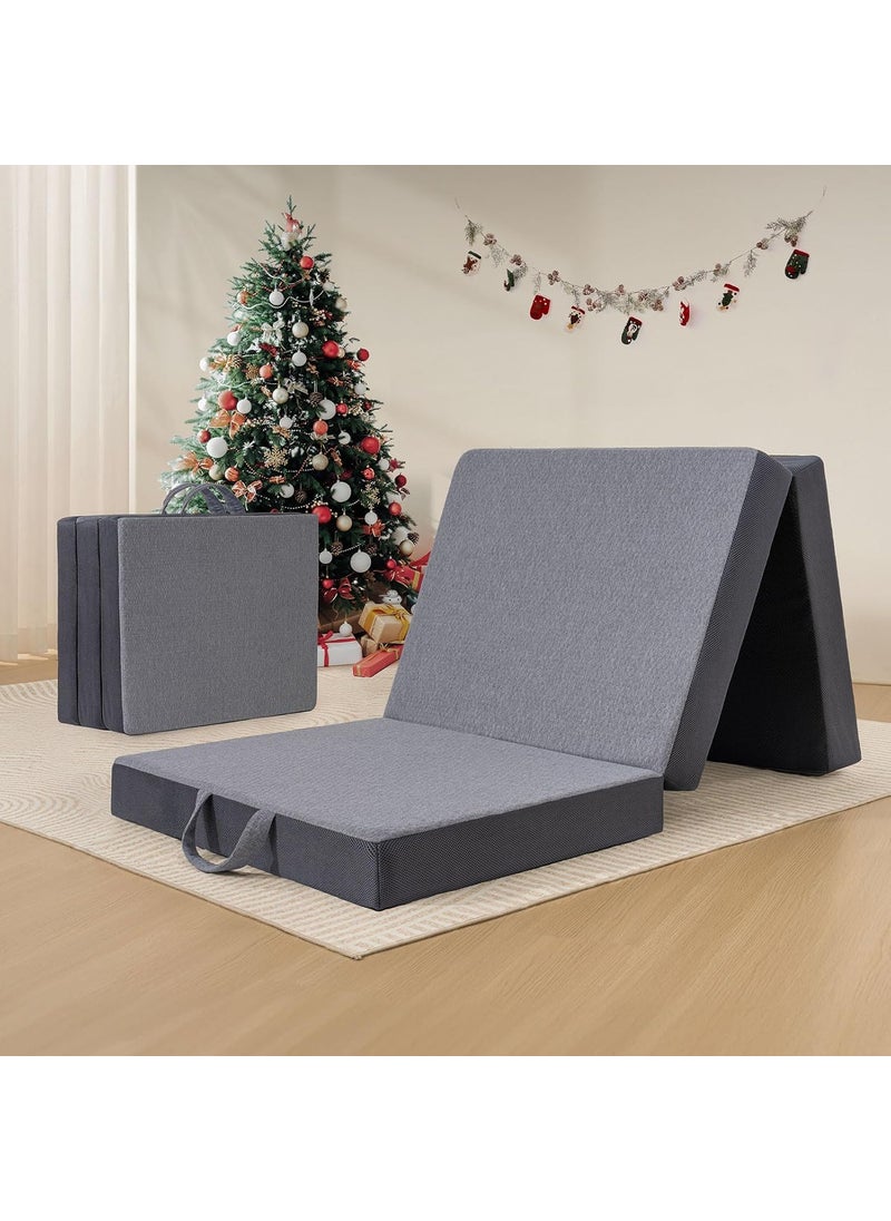 9villa 9villa Tri Folding Memory Foam Mattress Soft Miduim Firm Foldable Mattress for Floor Play Mat Foldable Bed Guest beds Camping Bed Mattress Grey Colors Single Bed 72x36x4 Inch  - Image 1