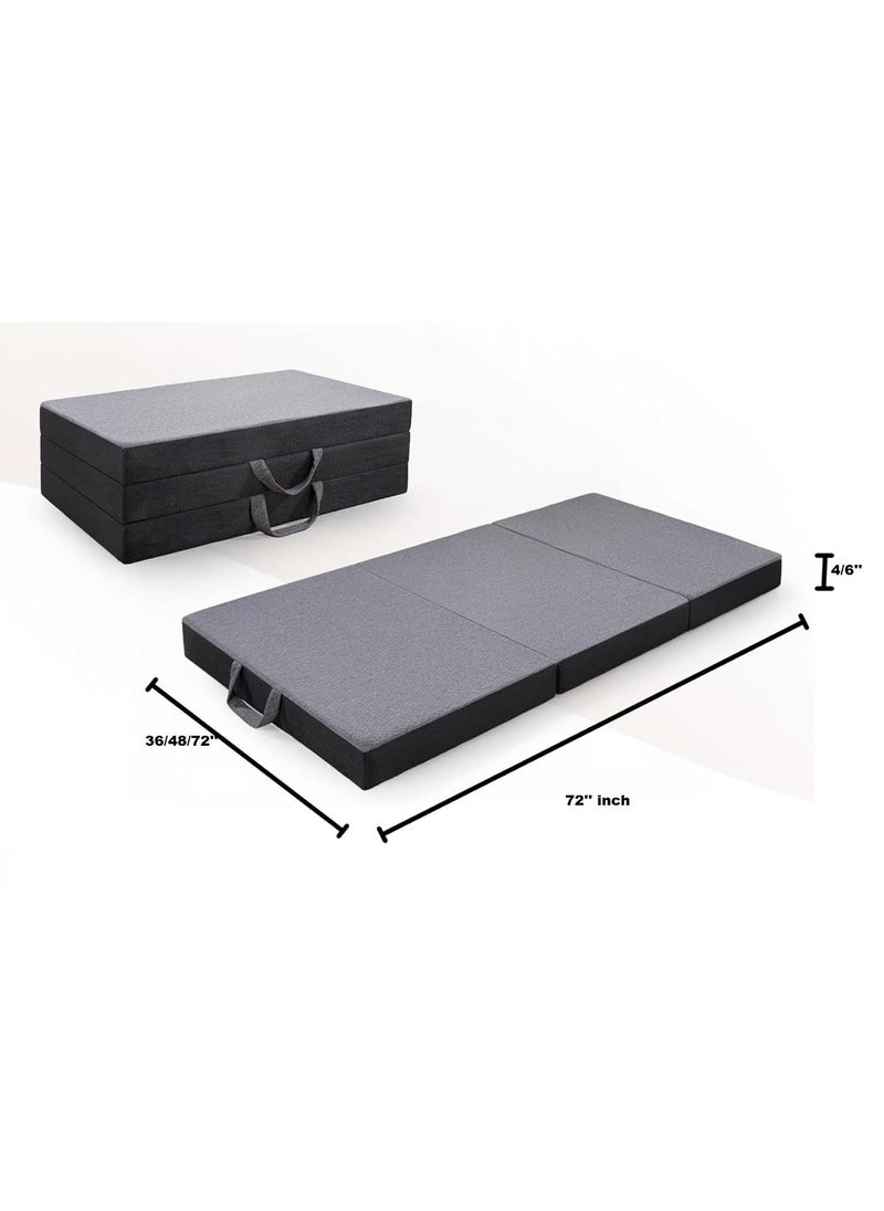 9villa 9villa Tri Folding Memory Foam Mattress Soft Miduim Firm Foldable Mattress for Floor Play Mat Foldable Bed Guest beds Camping Bed Mattress Grey Colors Single Bed 72x36x4 Inch  - Image 2