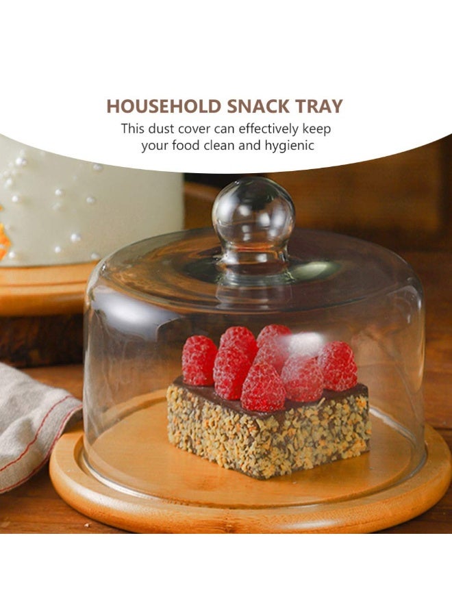 Glass Glass Cake Dome Cake Dome Stand Dessert Serving Cloche Platter Bamboo Wood Snack Muffin Serving Tray with Cover Lid for Restaurant Wedding Dessert Cake Cover Party Wood Dessert Stand - Image 3