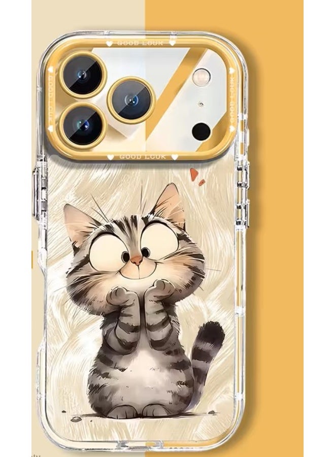 تيمو جراب هاتف انيق ومميز بتصميم قط لطيف مضاد للصدمات والخدوش متوافق مع ايفون 17 بروماكس