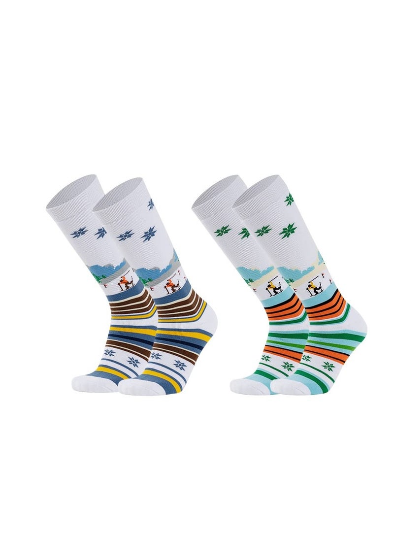 SYOSI Kids Ski Socks, 2 Pairs Knee-high Warm Cotton Snowboard Skating Socks, Winter Warm Socks, Warm Thick Outdoor Long Ski Socks, Winter Warm Snowboard Thermal Socks,  for Boys and Girls Skiing Skating - Image 1