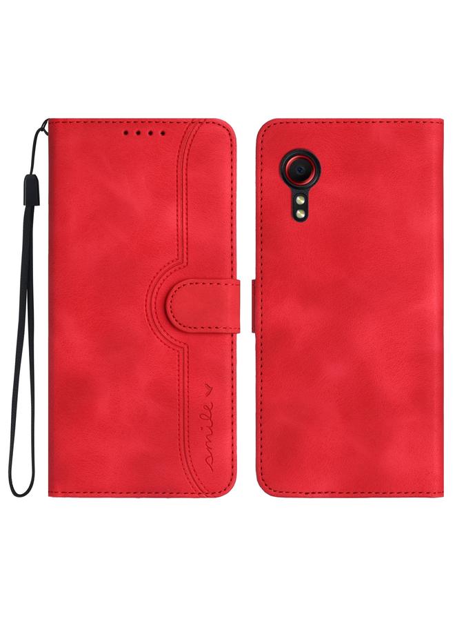S-TOP Case For Samsung Galaxy Xcover 5 Heart Pattern Skin Feel Leather Phone Case - Image 1