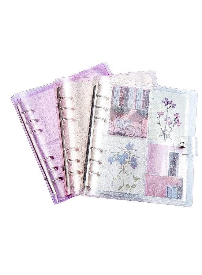 3 Pcs Portable Kpop Photo Card Holder Book, 600 Pockets Photo Card Holder 3 inch Photo 6 Ring Shiny Transparent Photo Card Flipchart Photo for Photo Album Business Card Postcard Photo Storage