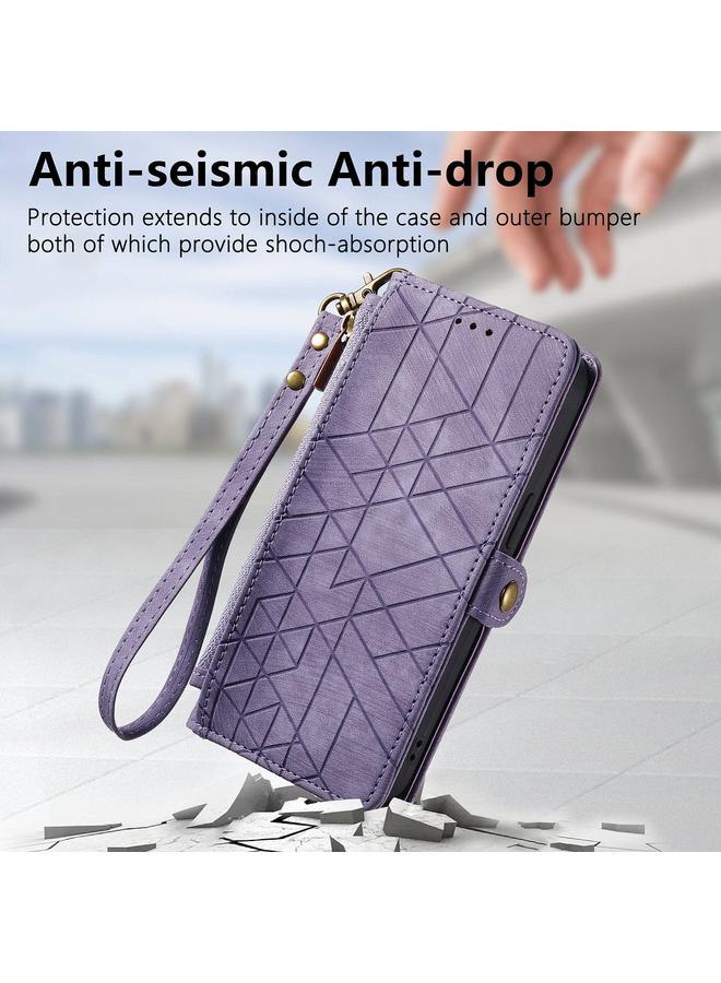 S-TOP Case For Honor 100 5G Geometric Zipper Wallet Side Buckle Leather Phone Case - Image 2