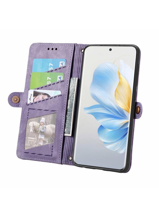 S-TOP Case For Honor 100 5G Geometric Zipper Wallet Side Buckle Leather Phone Case - Image 3