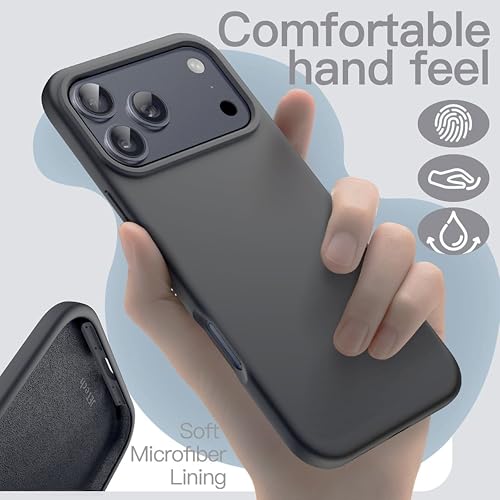 SBMS Silicone Case for iPhone 17 Pro 6.3-Inch, Silky-Soft Touch Full-Body Protective Phone Case, Shockproof Back Cover for iPhone 17 Pro (Gray) - Image 4