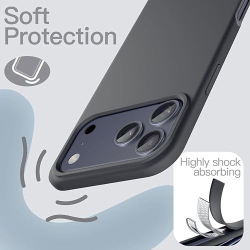 SBMS Silicone Case for iPhone 17 Pro 6.3-Inch, Silky-Soft Touch Full-Body Protective Phone Case, Shockproof Back Cover for iPhone 17 Pro (Gray) - Image 5
