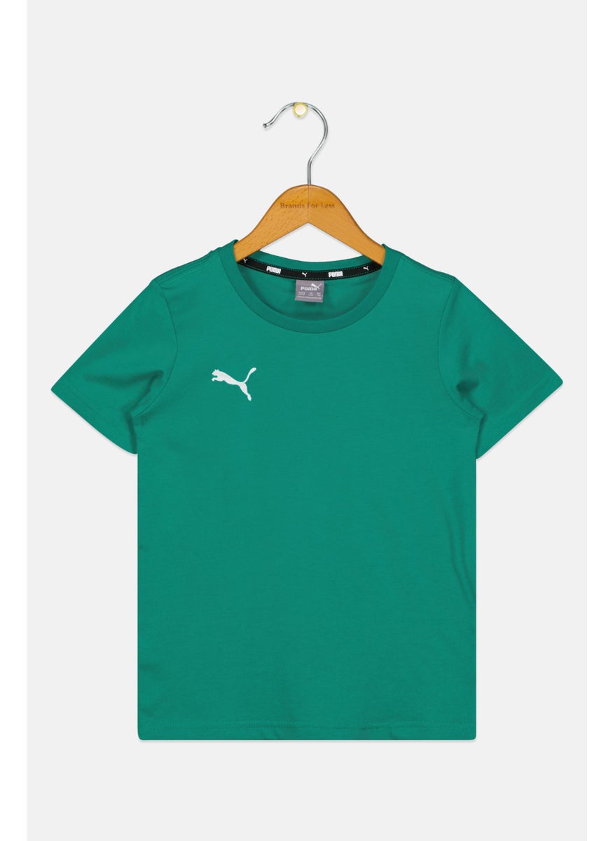 PUMA Kids Boy Embroidered Logo Short Sleeve Outdoor T-Shirt, Green  - Image 1