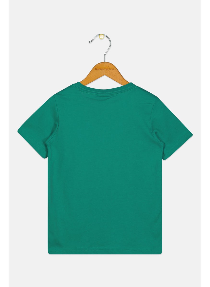 PUMA Kids Boy Embroidered Logo Short Sleeve Outdoor T-Shirt, Green  - Image 2