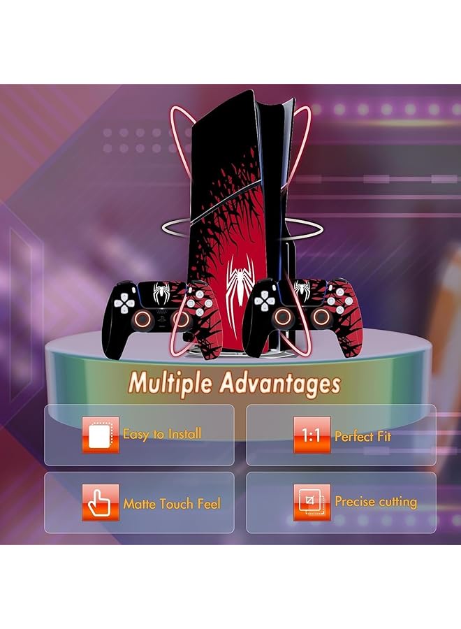 Beauenty Skin For Playstation 5 Slim Disc Version Sticker For Ps5 Vinyl Decal Cover For Playstation 5 Controller Full Wrap Skin Protective Film Sticker Compatible With Ps5 Slim Disk Edition - Image 4