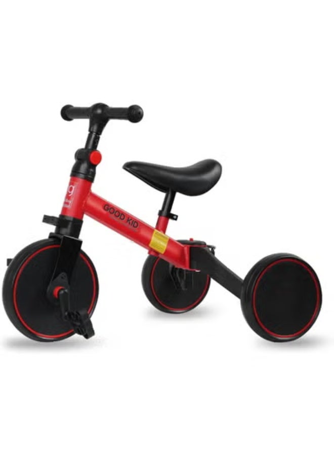 JAJEEK 4-in-1 Kids Balance Bike & Tricycle for 1-4 Years – Toddler Ride-On Toy with Adjustable Seat & Detachable Pedals, Indoor Outdoor Baby Trike for Boys & Girls, Perfect First Birthday Gift – Red - Image 1