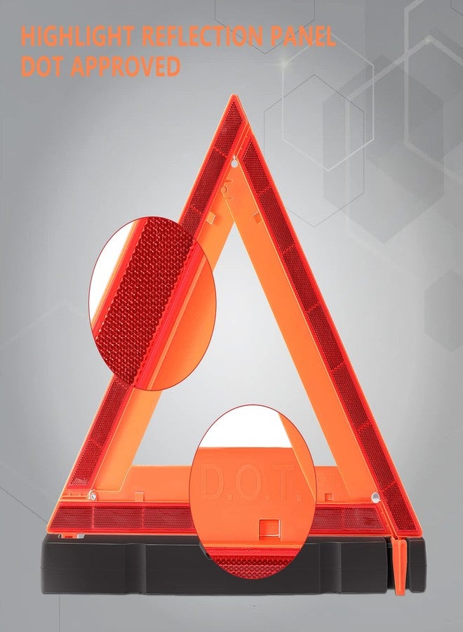 WORKKOOL 3 Pack Foldable Warning Reflective Triangles with Carrying Case, Heavy Base Roadside Triangles for Vehicles Breakdown, Safty Reflector DOT Approved(Sand Filled) - Image 2