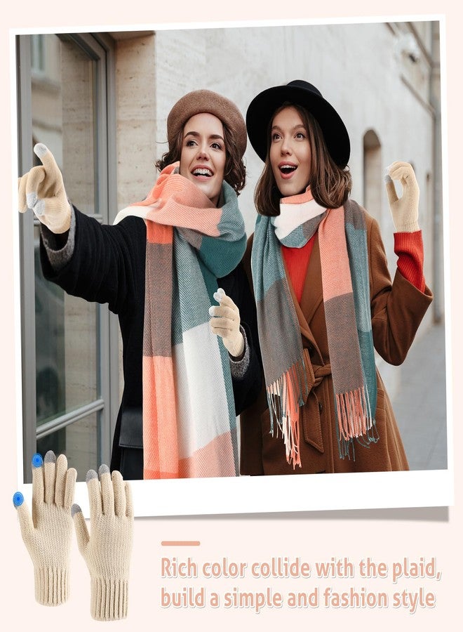 Yearntown 3 Pieces Winter Beanie Scarf Gloves Set for Women Fleece Knit Pom Pom Hat Neck Warmer Touchscreen Gloves 3 in 1 Set - Image 5