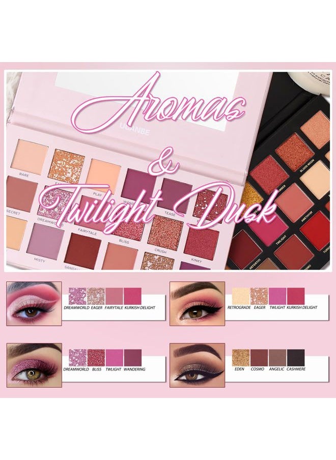 CHARMCODE 2Pcs Twilight Dusk + Aromas Nude Eyeshadow Palette Makeup Set, Matte Shimmer Glitter Pressed Pearl All Highly Pigmented Blending Powder, Natural Velvet Texture Eye Shadow Kit  - Image 3
