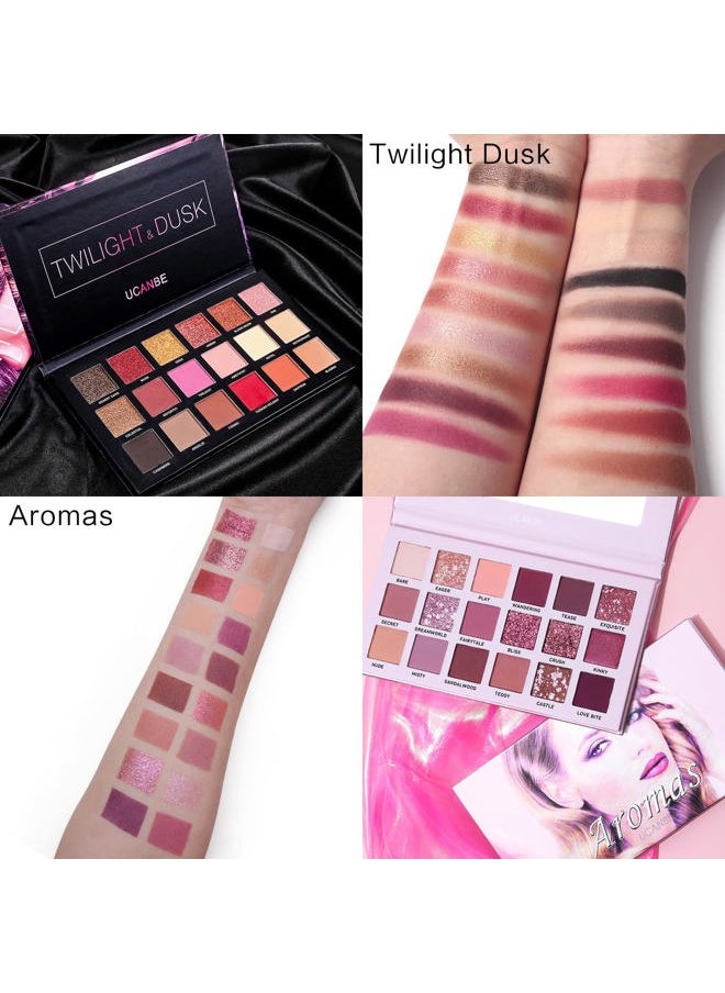 CHARMCODE 2Pcs Twilight Dusk + Aromas Nude Eyeshadow Palette Makeup Set, Matte Shimmer Glitter Pressed Pearl All Highly Pigmented Blending Powder, Natural Velvet Texture Eye Shadow Kit  - Image 4