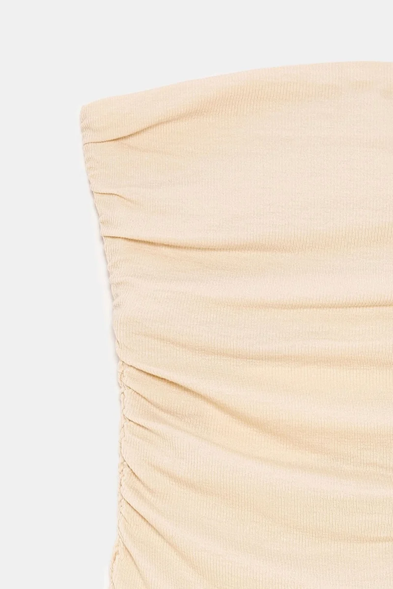 Dilvin Beige Natural DILVIN Strapless Bodycon Maxi Dress With Slit for Women | Best Price UAE