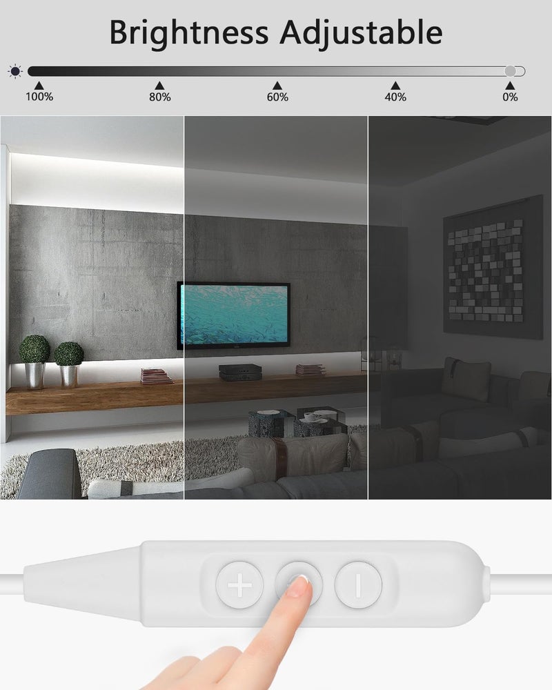 Aclorol شريط إضاءة LED COB 5V 1M أكلورول أبيض 6000K قابل للتعتيم مزود بالطاقة عبر USB إضاءة خلفية للتلفاز 3.28 قدم 320 ليد شريط LED مرن فائق السطوع لطابعة ثلاثية الأبعاد مطبخ تحت الخزائن ديكور منزلي CRI>85 - Image 3