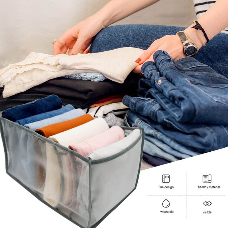 AEXONIZ TOYS AEXONIZ Clothing OrganizerWardrobe Clothes Organizer for Drawers 7 GridsClothes Organizer for Folded ClothesOrganizer for ClosetMesh Storage Compartment for Jeans TShirts LeggingPack Of 1  - Image 3