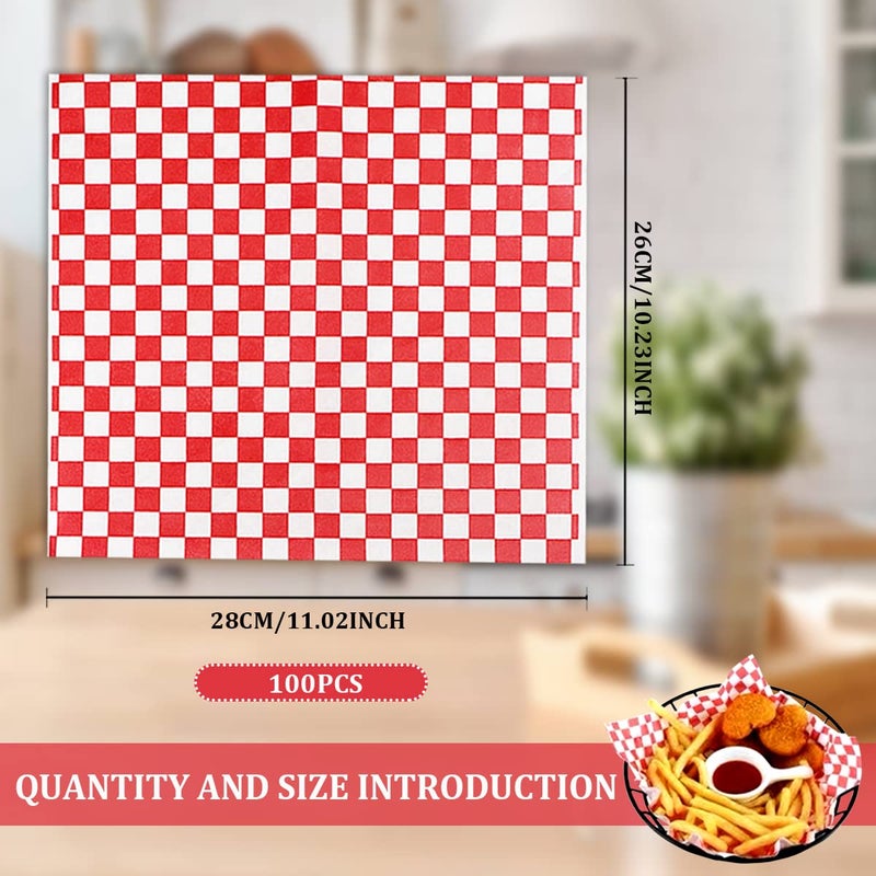 DOERDO DD DOERDO 100pcs Deli Sandwich Wrap Paper  Grease Resistant Food Wrapping Papers Basket Liners for Plastic Food Basket  Wrapping Bread and Sandwiches  Red  11''x10'' - Image 2