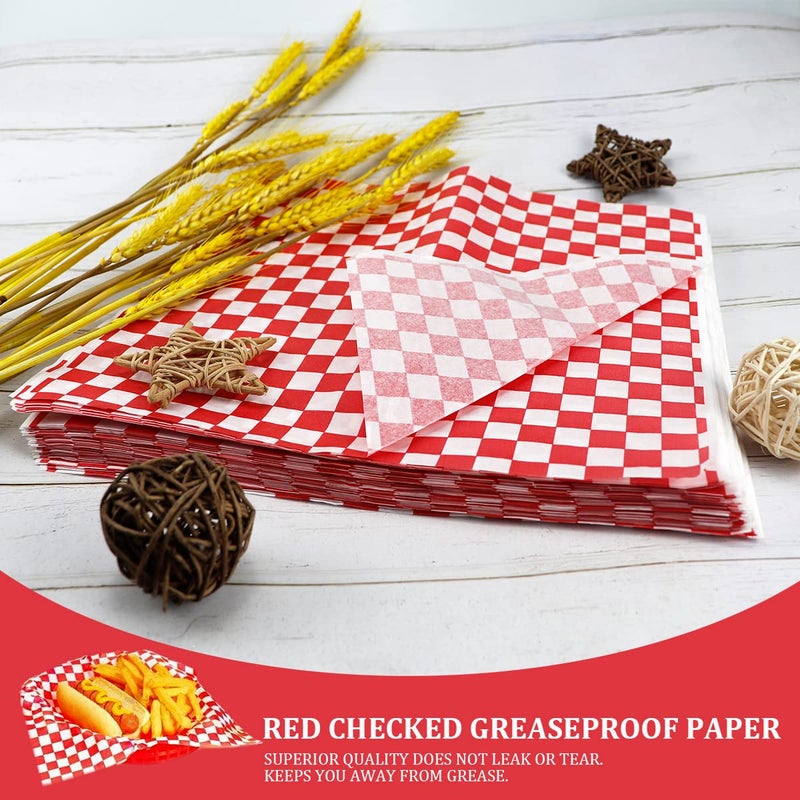 DOERDO DD DOERDO 100pcs Deli Sandwich Wrap Paper  Grease Resistant Food Wrapping Papers Basket Liners for Plastic Food Basket  Wrapping Bread and Sandwiches  Red  11''x10'' - Image 3
