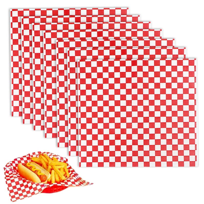 DOERDO DD DOERDO 100pcs Deli Sandwich Wrap Paper  Grease Resistant Food Wrapping Papers Basket Liners for Plastic Food Basket  Wrapping Bread and Sandwiches  Red  11''x10'' - Image 1